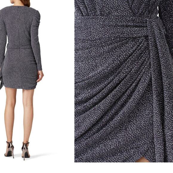 Jonathan Simkhai Glitter Mesh Jersey V Neck Mini Dress | 4 Gunmetal MSRP $800 - Picture 6 of 13